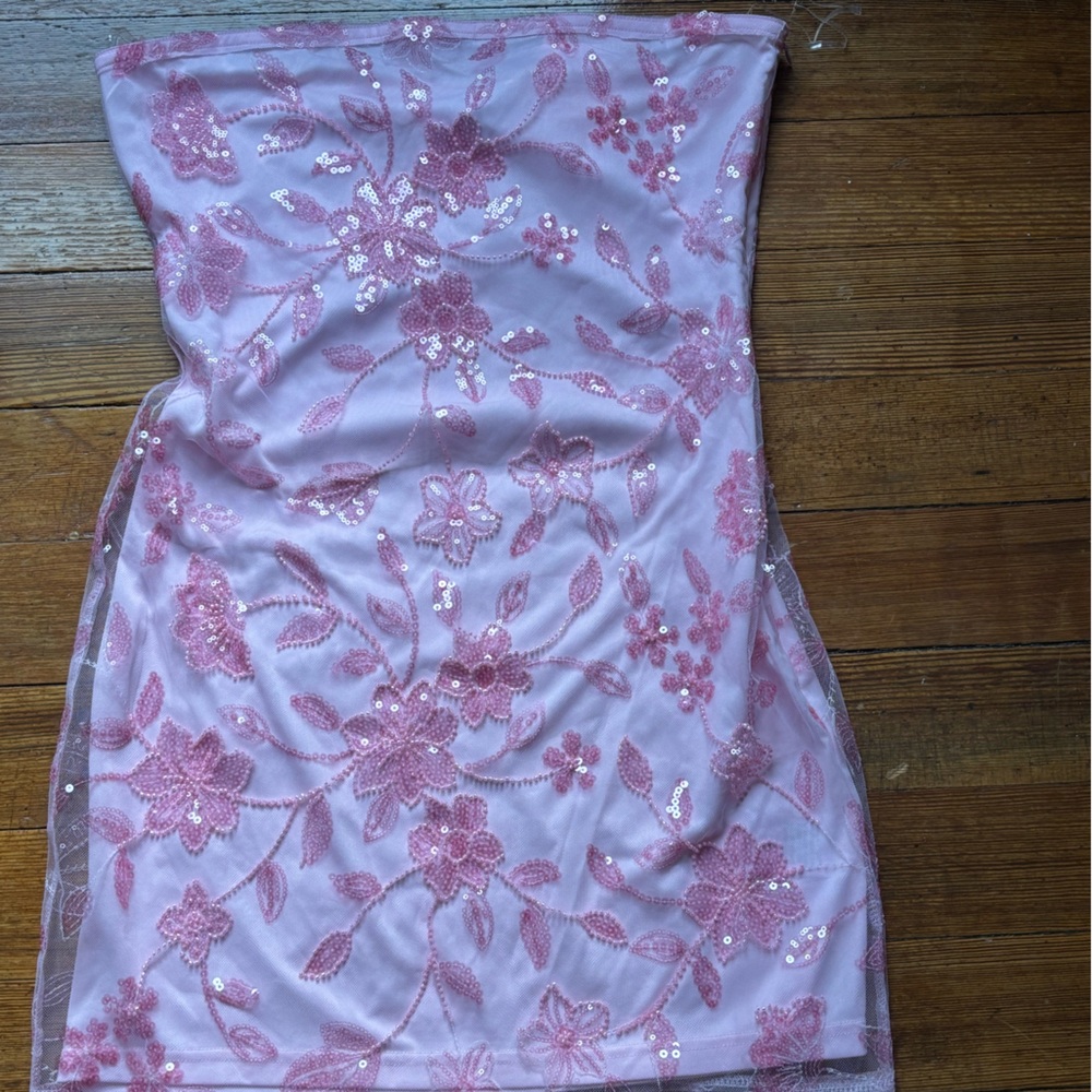 Peppermayo Pink Sequin Embroidered Fabric